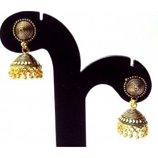 Golden Oxidized Earrings Jhumka Jhumki Jewelry Bollywood Drop Dangle Long EA170